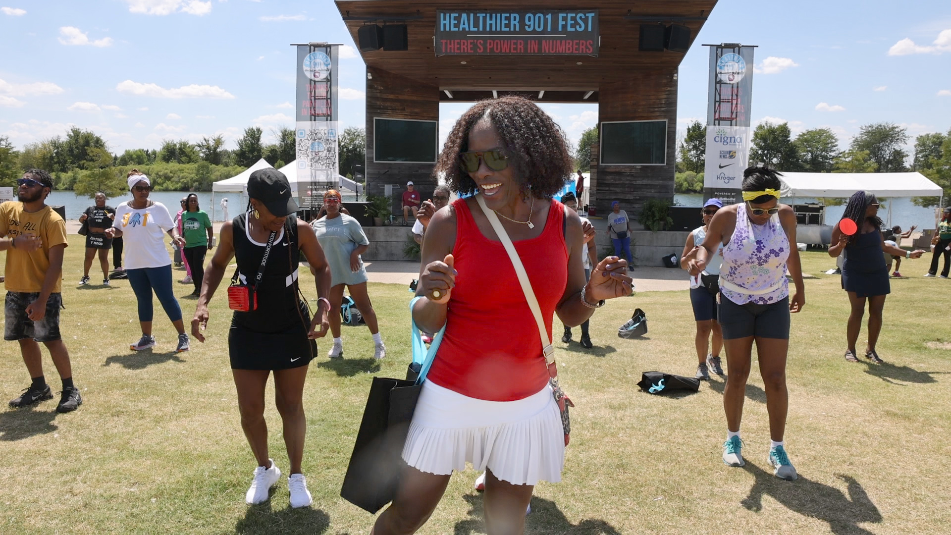 baker-12 People dancing on the Main Lawn at Healthier 901 Fest in Shelby Farms Park.